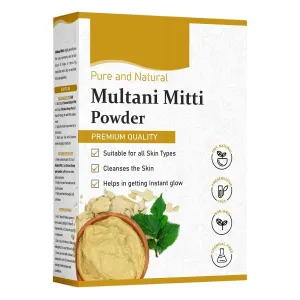 100% Natural Multani Mitti powder for Exfoliating, Soothing, Nourishing, Smoothening Face, Skin and Hair Fuller's Earth, Bentonite Clay (200 Grams)