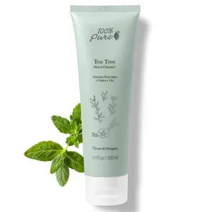 100% PURE Tea Tree Clear Complexion Cleanser Face Wash Natural Botanic Foam Acne Blemish Treatment Deep Skin Cleansing Pore Declogger - Vegan - 3.71oz