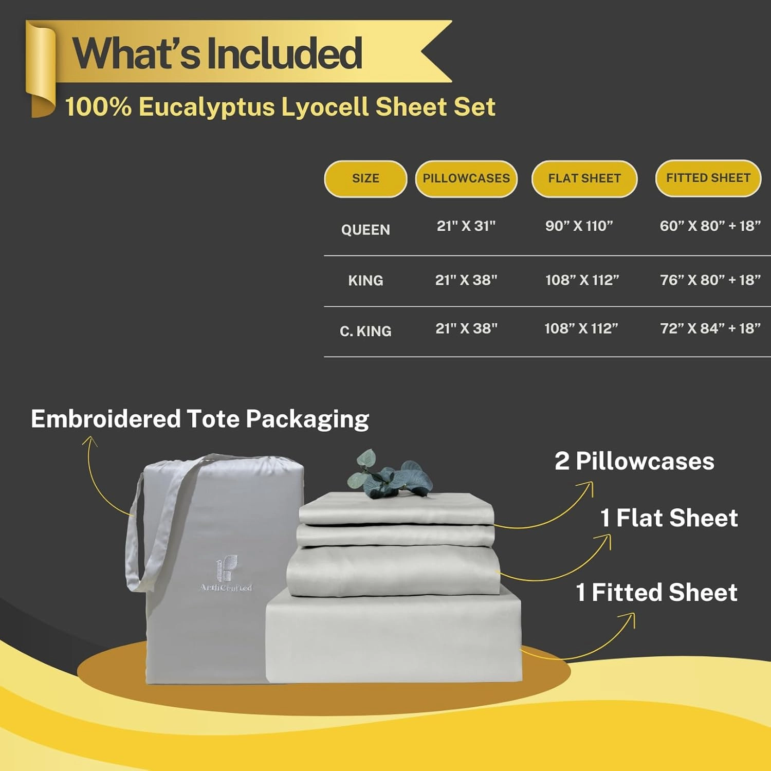 100% Austrian Eucalyptus California King Sheets,18 Inch Deep Pocket California King Sheets,Cooling with Elastic Corner Straps,Eucalyptus Tencel Lyocell (Cool Grey, 4PC Cali-King)