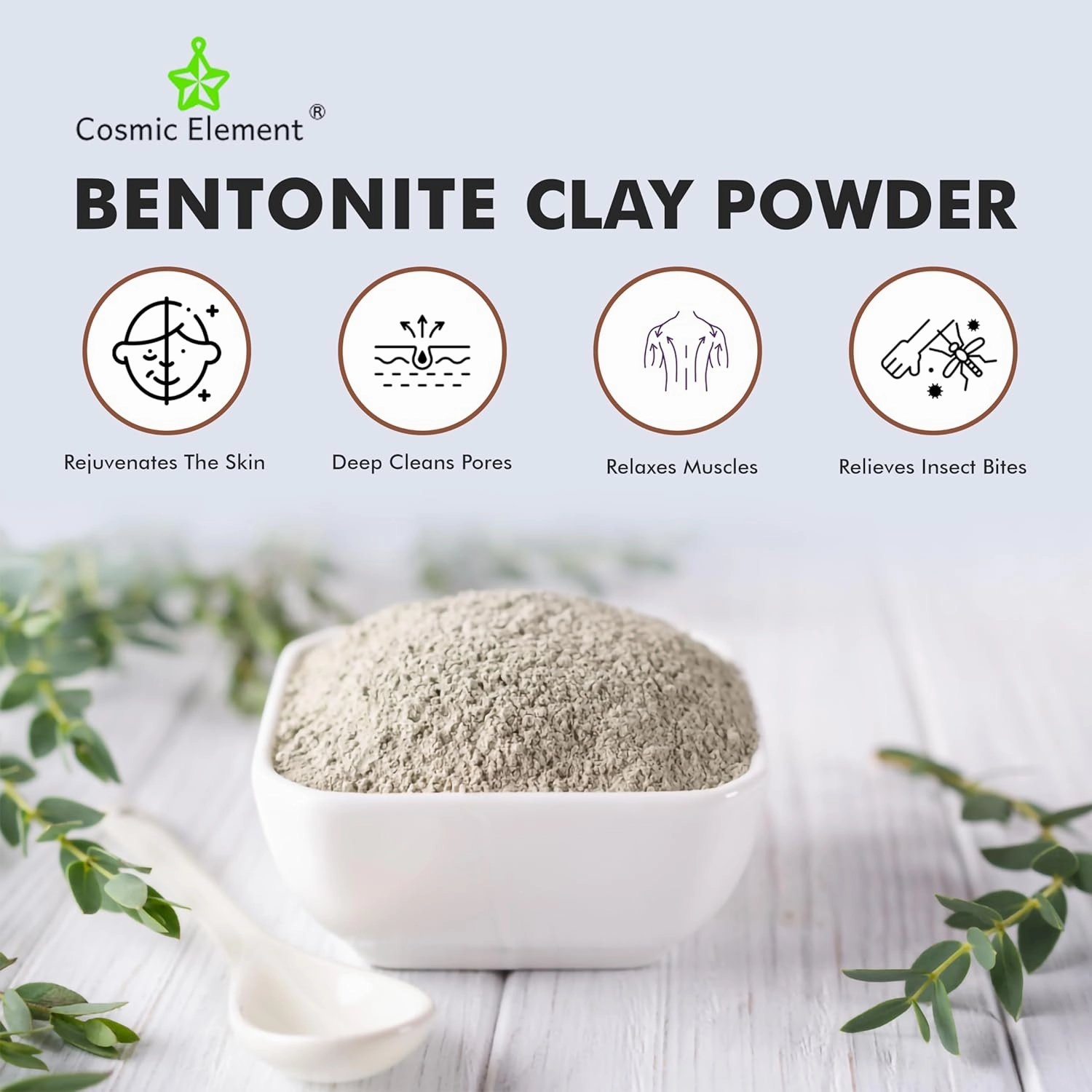100% Pure Calcium Bentonite Clay Powder - Bentonite Clay Food Grade, Vegan, Healing Clay | Skin Care Detox - Deep Pore Cleansing Face & Body Mask for Soft, Smooth, Refreshed Skin | 12oz