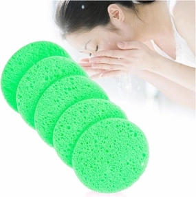 100PCS Kojic Acid Turmeric Cleansing Pads, Tumeric Pads, Turmeric Cleansing Facial Pads, Sponge Round Soft Exfoliating Cleansing Facial Pads (Color : 100pcs-green)