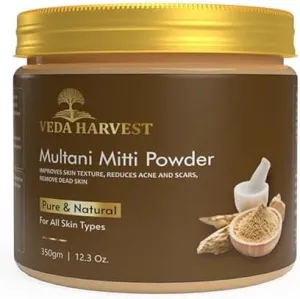 12.3oz / 350g Natural Multani mitti Powder for Exfoliating, Soothing, Nourishing, Smoothening Face, Skin and Hair Fuller's Earth, Bentonite Clay