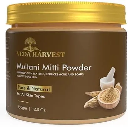 12.3oz / 350g Natural Multani mitti Powder for Exfoliating, Soothing, Nourishing, Smoothening Face, Skin and Hair Fuller's Earth, Bentonite Clay