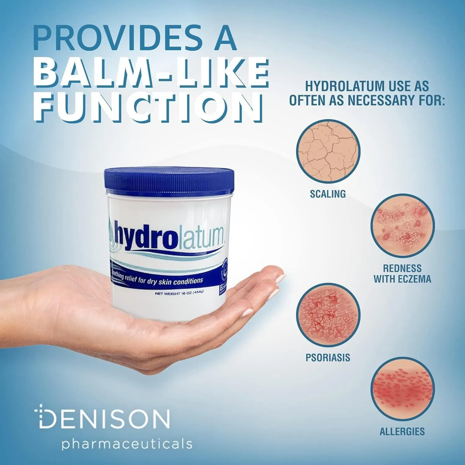 12oz Moisturizing Cream Tub: Daily hydration for extremely dry skin. Gentle relief for both children and adult without leaving an oily residue. Non-greasy formula and soothing cream on hand