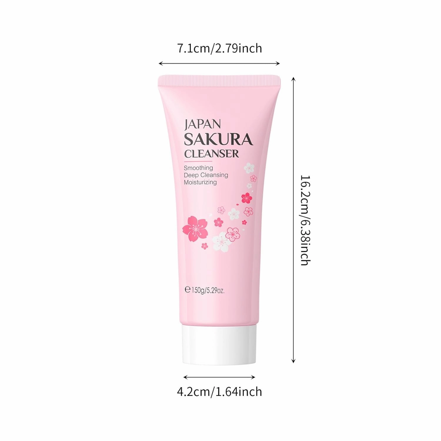 150g Cherry Blossom Hydrating Facial Cleanser for Women Girls Gentle Foaming Face Wash Daily Skincare Moisturizing Cleansing Non Drying Pink One Size