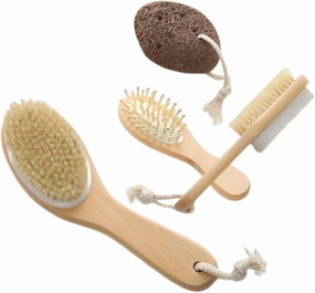 1 Set Portable Body Scrubber with Exfoliating Stone Ergonomic Bath Brush for Deep Skin Cleansing and Dry Brushing Shower Tool for Gentle Exfoliation and Massage