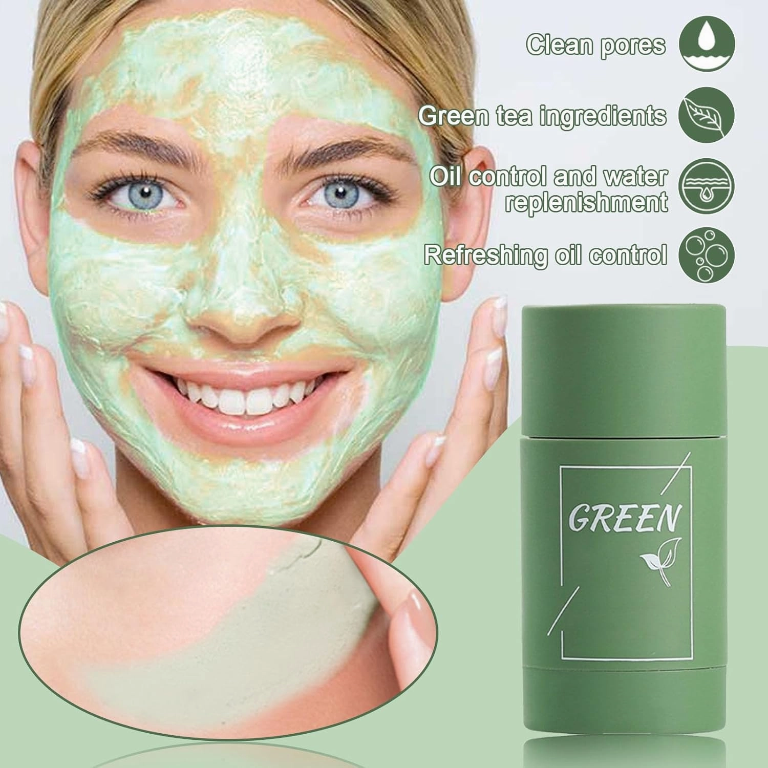 2025 Deep Cleanse Green Tea Plant Cleaning Paste,Green Tea Blackhead Remover Stick,Moisturizing Skin,Green Mask Stick Black Head Remover for All Skin Types (3 pcs)