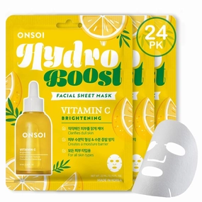 24PK ONSOI Hydro Boost Nourishing Face Masks Skincare Korean Skin Care Facial Sheet Mask (24, 24PK Brightening)