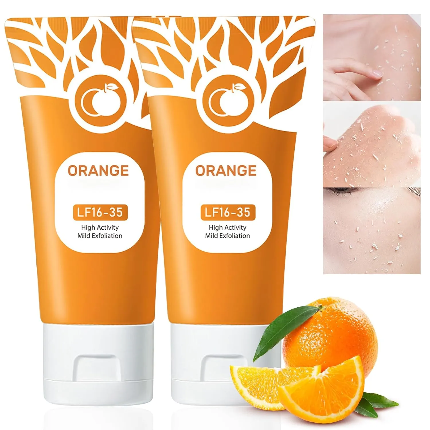 2PC Orange Exfoliating Gel for Face & Body, Deep Moisturizing & Pore Cleansing