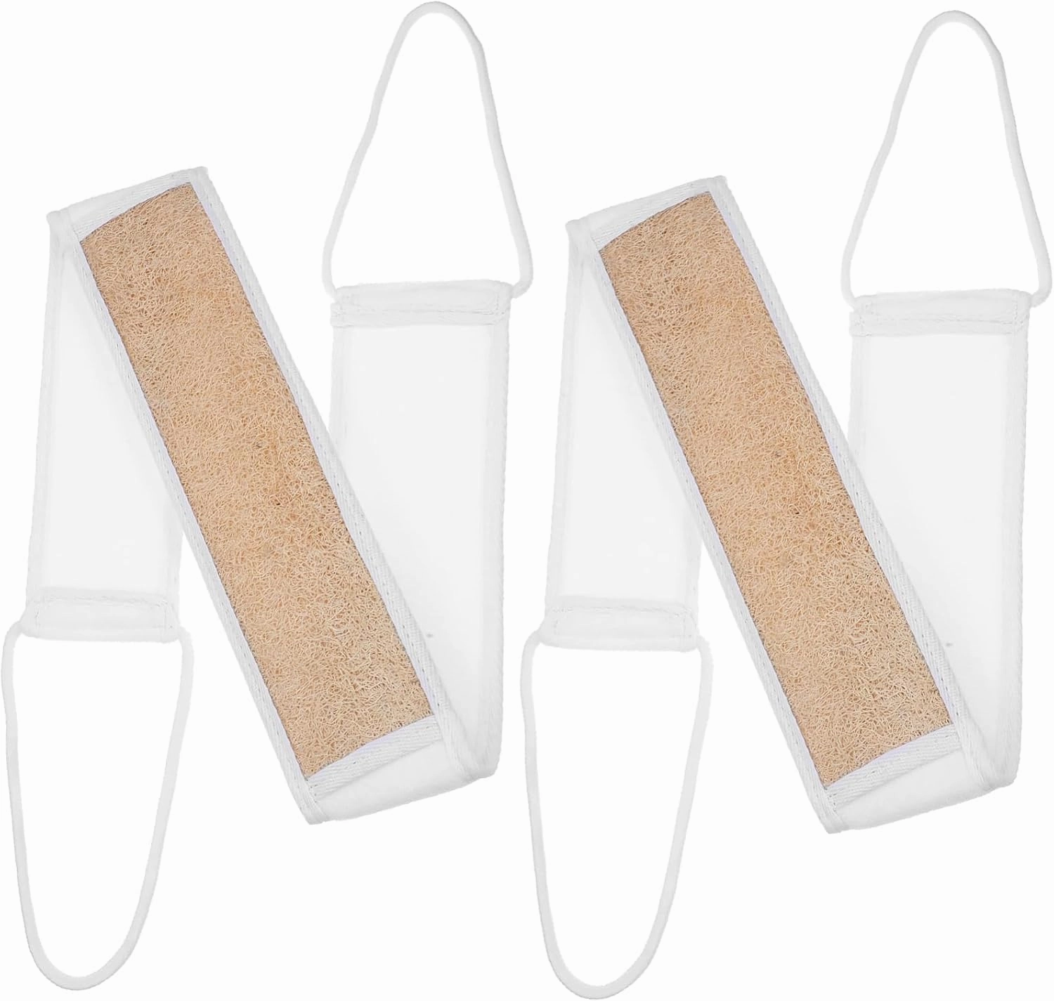 2Pcs Natural Loofah Back Scrubber for Shower Exfoliating Bath Washcloth Extra Gentle Deep Cleansing Stylish Design for Men Women