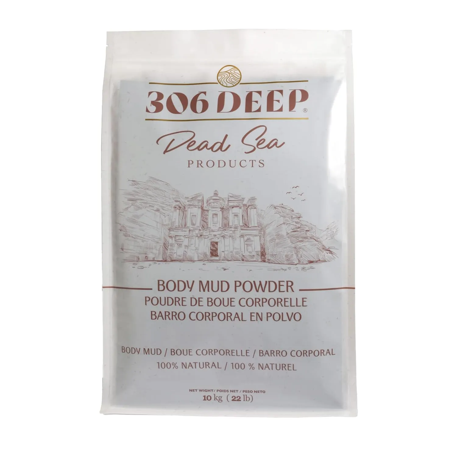 306 Deep Dead Sea Mud Dry Powder - 10 Kilograms Dead Sea Clay for Mud Mask for Face and Body, Organic Face Masks Skincare for Sensitive Skin, Anti-Aging, Skin Firming, Skincare Clay for Men & Women