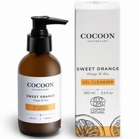 3.3 fl oz Sweet Orange Gel Cleanser - Ecocert Cosmos Natural - Gentle cleanser for Oily, Combination Skin - Purify   Pore Refining, Aloe Vera, Witch Hazel, Sweet Orange