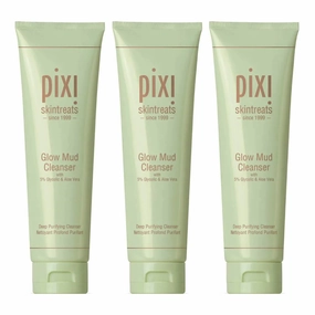3 x Pixi Skintreats Glow Mud Cleanser - Glycolic Acid & Aloe Vera Deep Purifying Cleanser 135ml