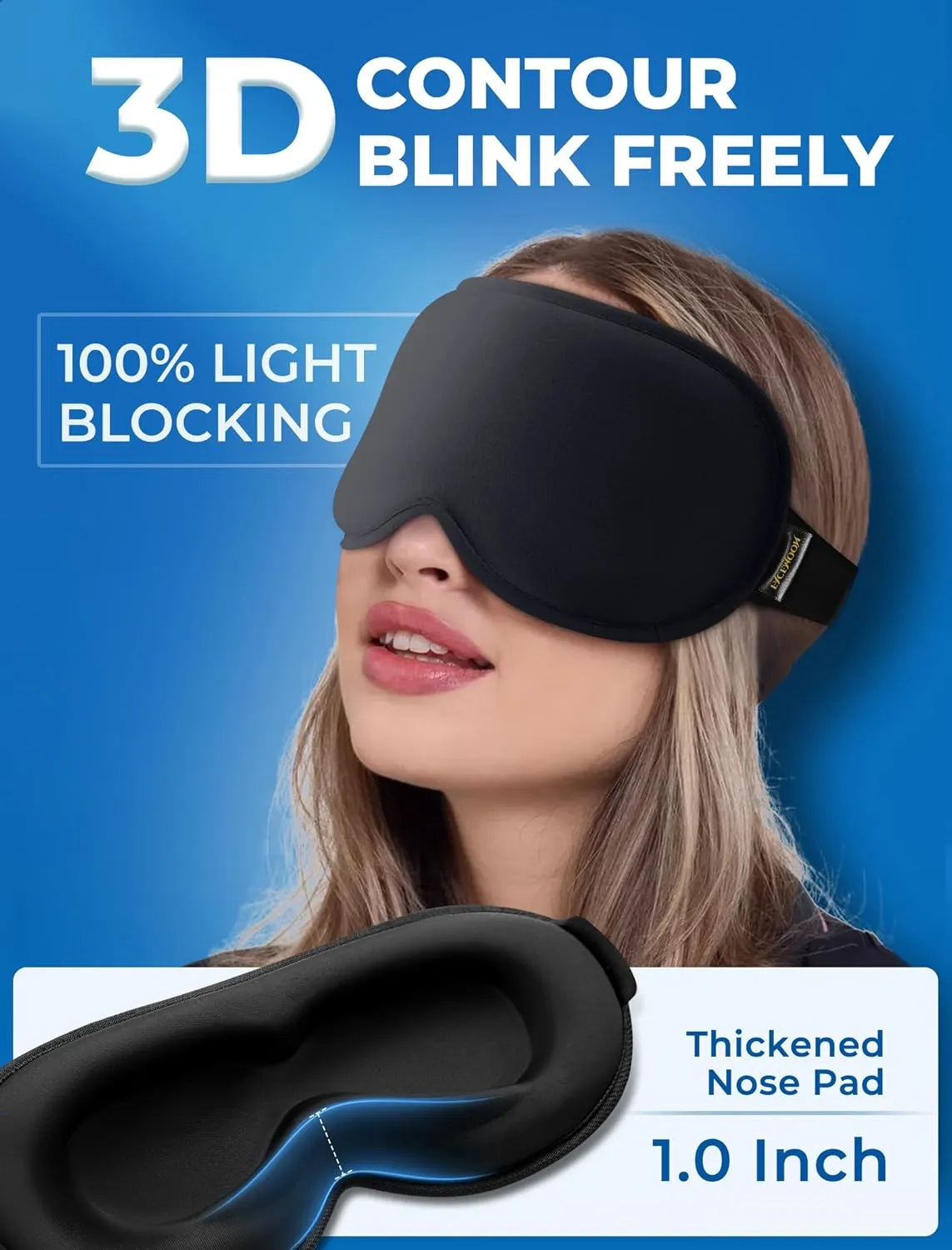 3D Cooling Sleep Mask Blackout-Gel Eye Mask for Cold Compress, Cooling Weighted Eye Mask for Sleeping, Zero Eye Pressure, Ice Cold Pack, Cold Compress for Puffy Eyes FSA HSA Eligible-Black