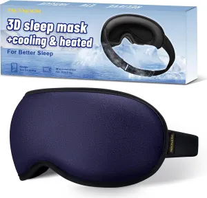3D Gel Cooling Sleep Mask Blackout-Cold Eye Mask for Eye Compress, Cooling Weighted Eye Mask for Sleeping, Zero Eye Pressure, Ice Cold Pack, Cold for Migraine, Puffy Eyes, Dry Eyes-Blue