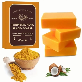 4 Bars of Luxurious Turmeric Soap Deep Cleansing, Gentle Exfoliating, and Nourishing Body Care,Handmade, 65g Each, for Soft, Radiant Skin