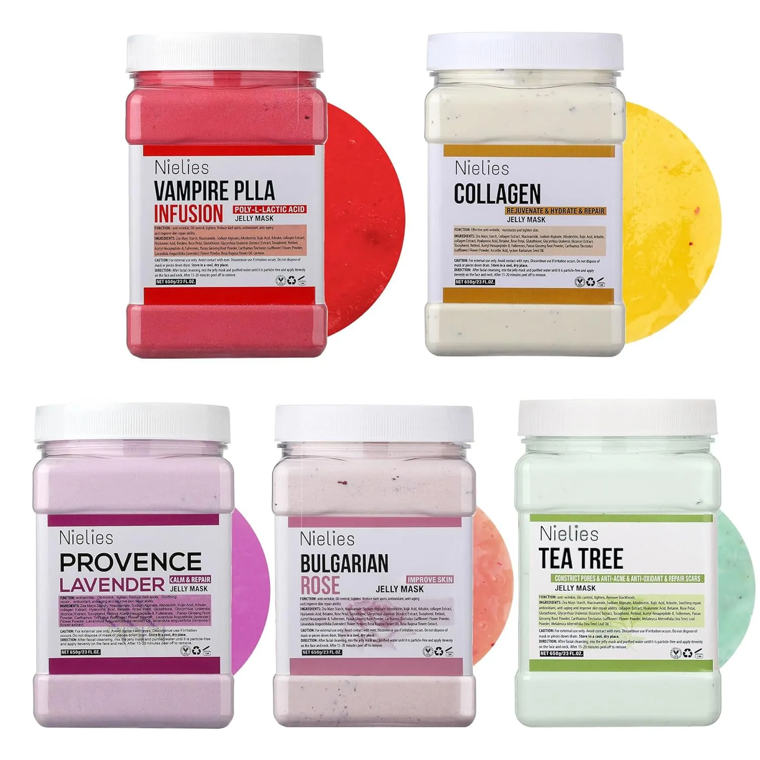 5-Pack Jelly Mask for Facials Professional – 23oz Each Jelly Mask Powder for Esthetician Supplies, Jelly Face Mask for Spa, Home, and Vajacial Use