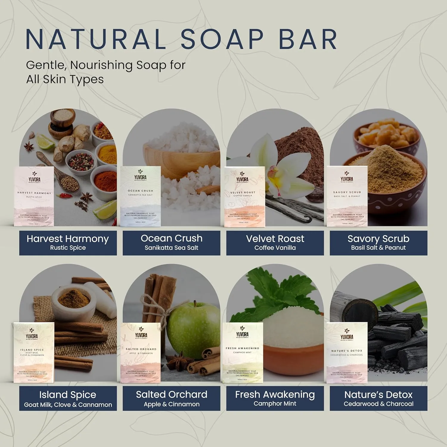 8 Pcs Men Natural Handmade Body Soaps 5 OZ Pack Set Rugged Essence Long lasting Luxurious Scents with Natural Ingredients – Sulfate & Paraben Free, Vegan Multi Fragrance With Wooden Soap Dish