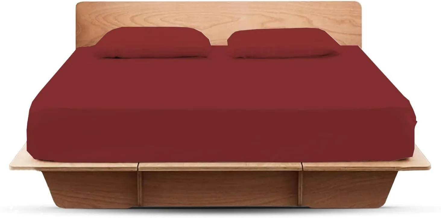 800 Thread Count Egyptian Cotton Fitted Sheet Queen Size - Deep Pocket 18" Soft Bottom Sheet, Extra Deep Pocket - Burgundy