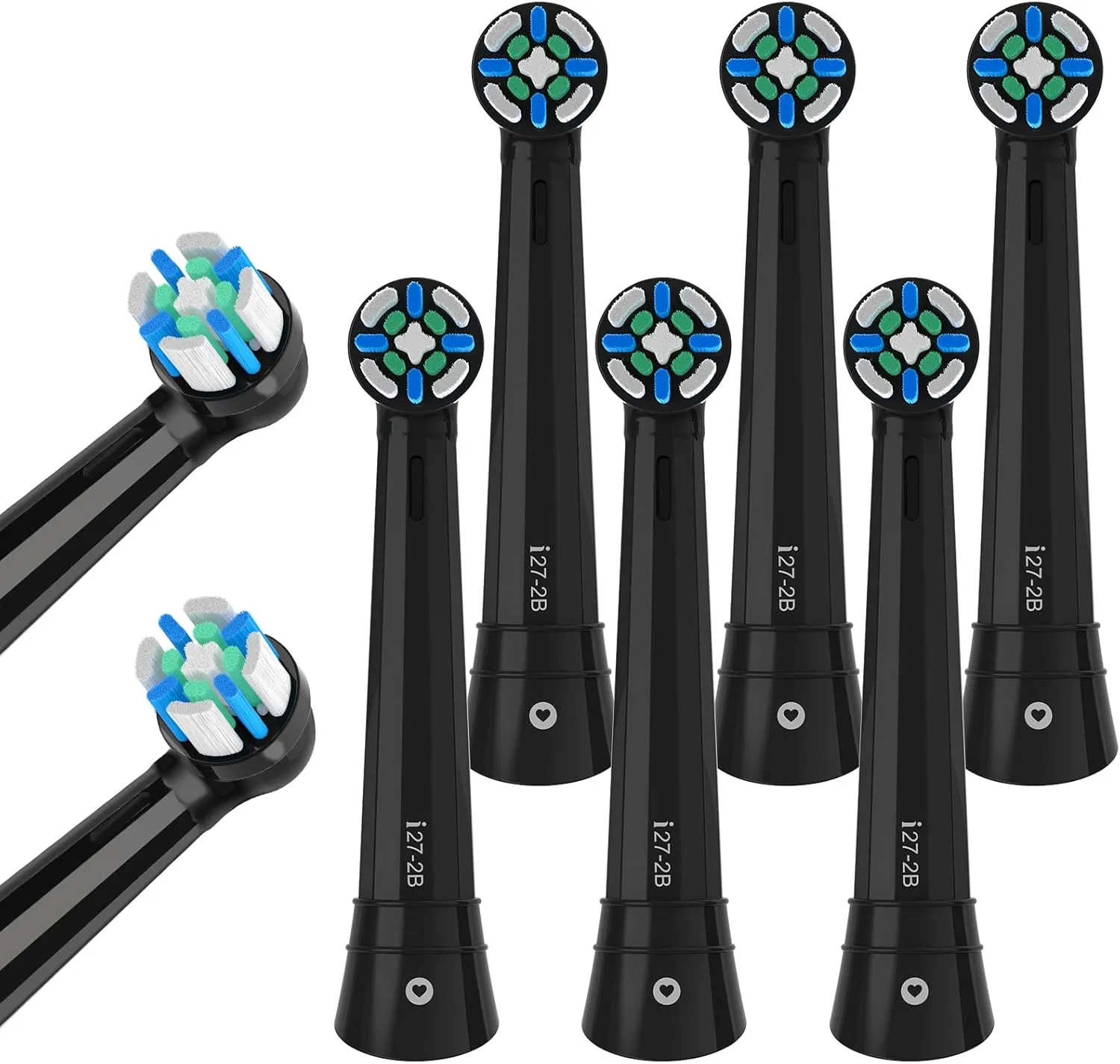 8PCS iO Replacement Heads Compatible with Oral b iO 2/3/4/5/6/7/8/9/10 Series Electric Toothbrush,Gum Care Toothbrush Head Compatible with Oral b iO Replacement Heads,Black
