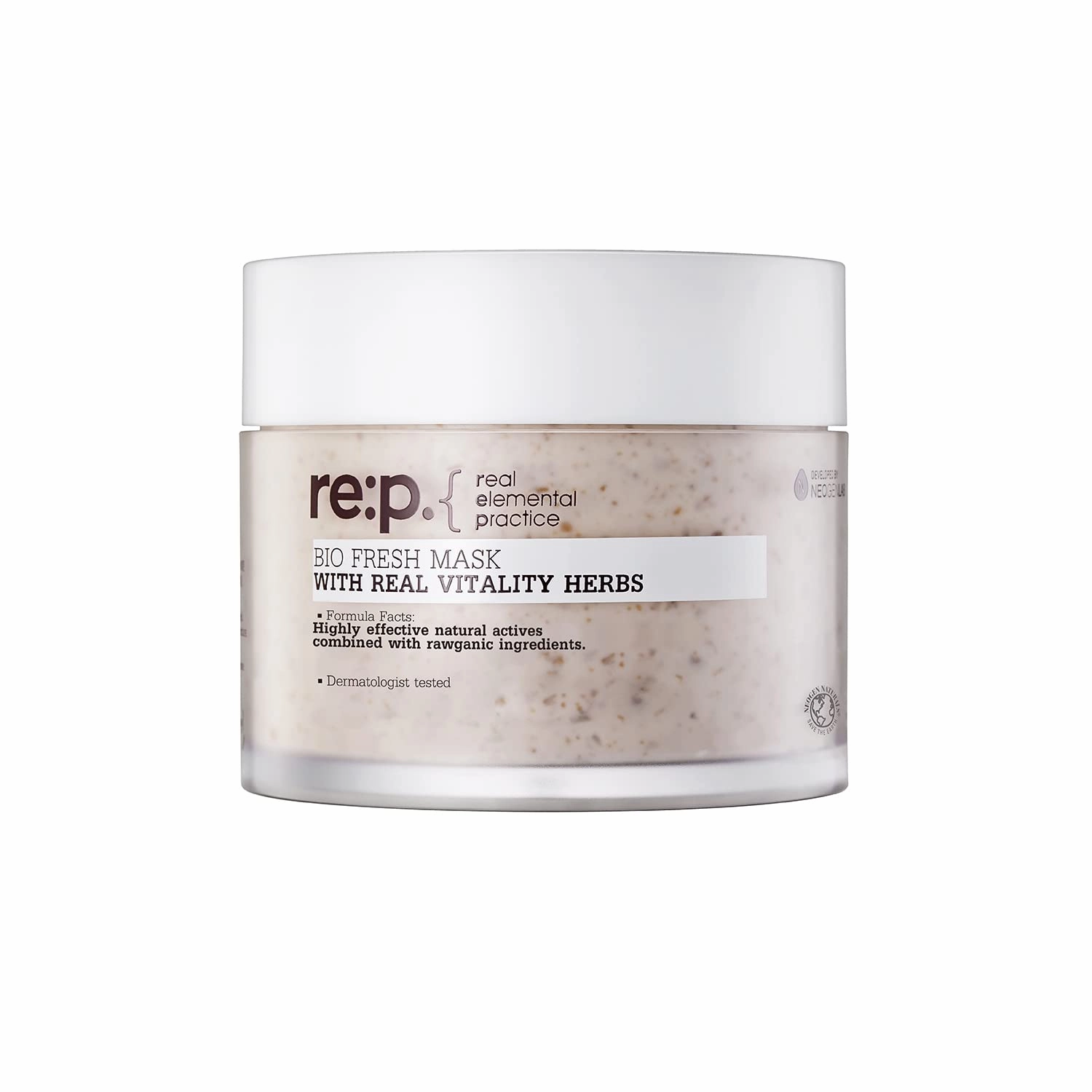 [K-Beauty] RE:P Fresh Vitality Herb Mask | Vegan Revitalizing Clay Mask Gentle Wash Off Exfoliating Face Mask w/Real Rose & Jasmine Flower 4.58 fl oz