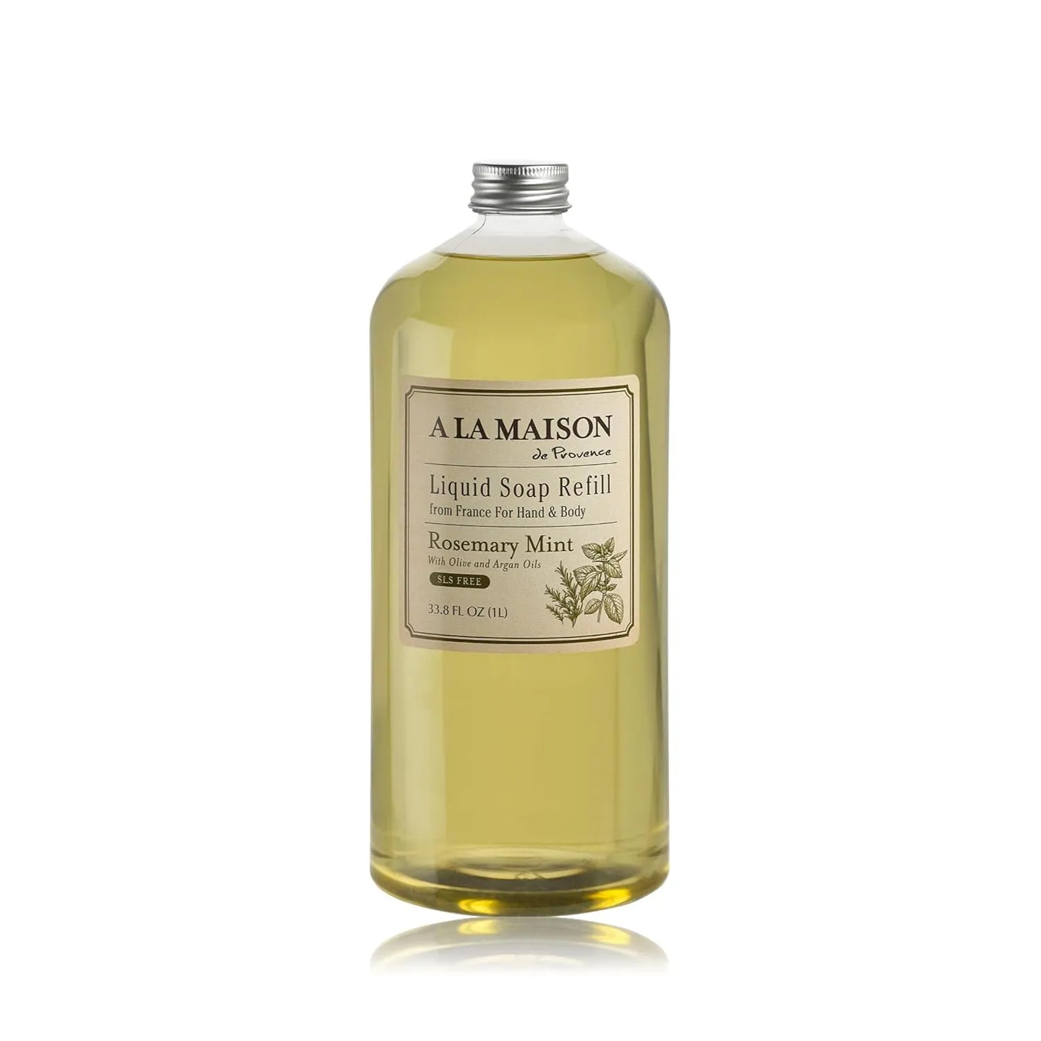 A LA MAISON Rosemary Mint Liquid Soap Bottles Moisturizing Natural Hand Wash Soap, Triple French Milled, Gentle To Hands, 33.8 Fl Oz