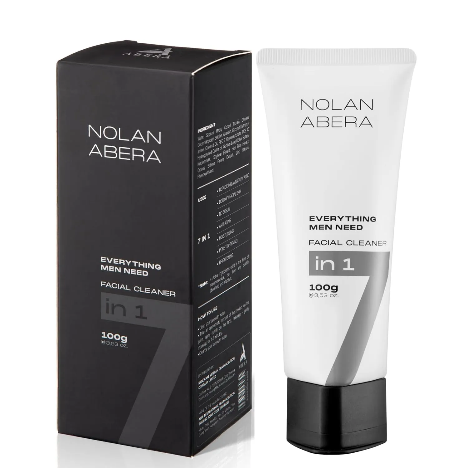 ABERA Nolan Men’s Face Wash - Deep Clean & Shine Control Formula, 3.48oz