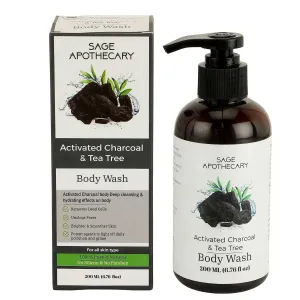 Activated Charcoal & Tea Trees Shower Body Wash for Deep Cleansing Refreshing Healthy Skin - 200ml