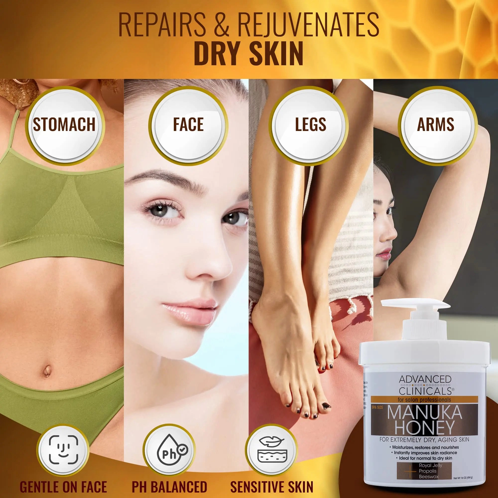 Advanced Clinicals Manuka Honey Cream W/Collagen