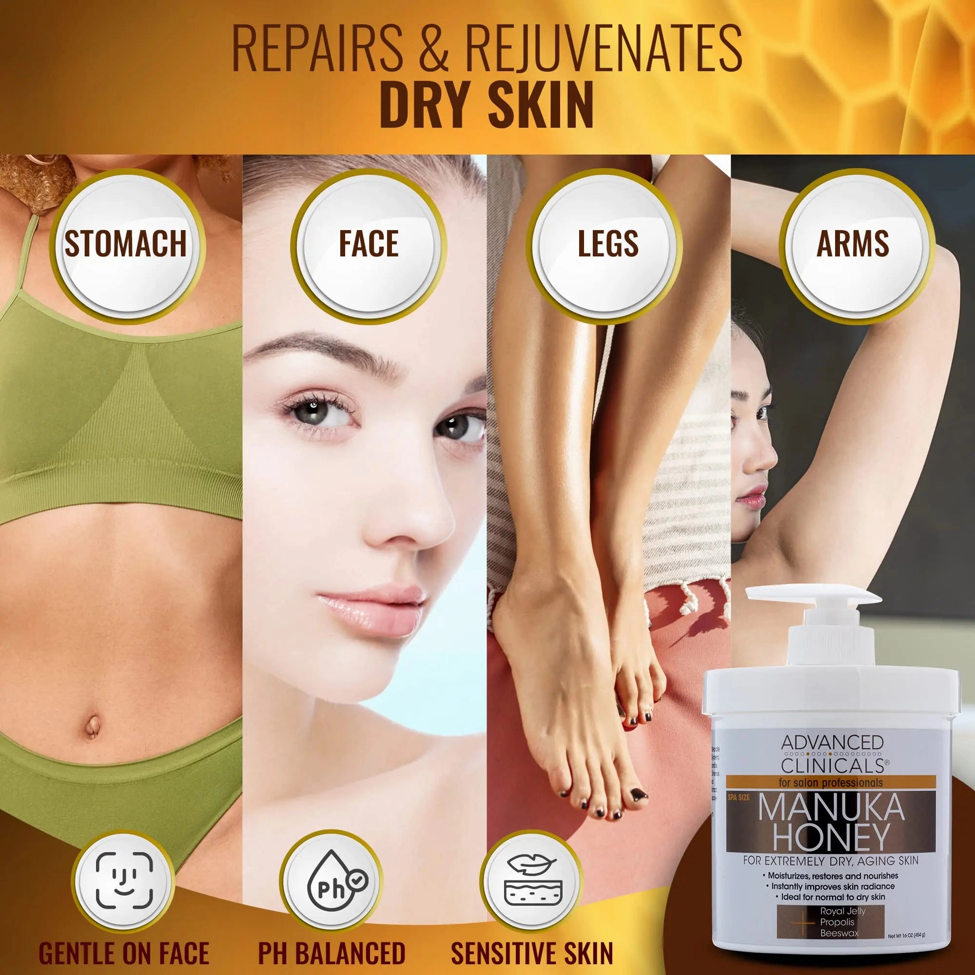 Advanced Clinicals Manuka Honey Cream W/Collagen