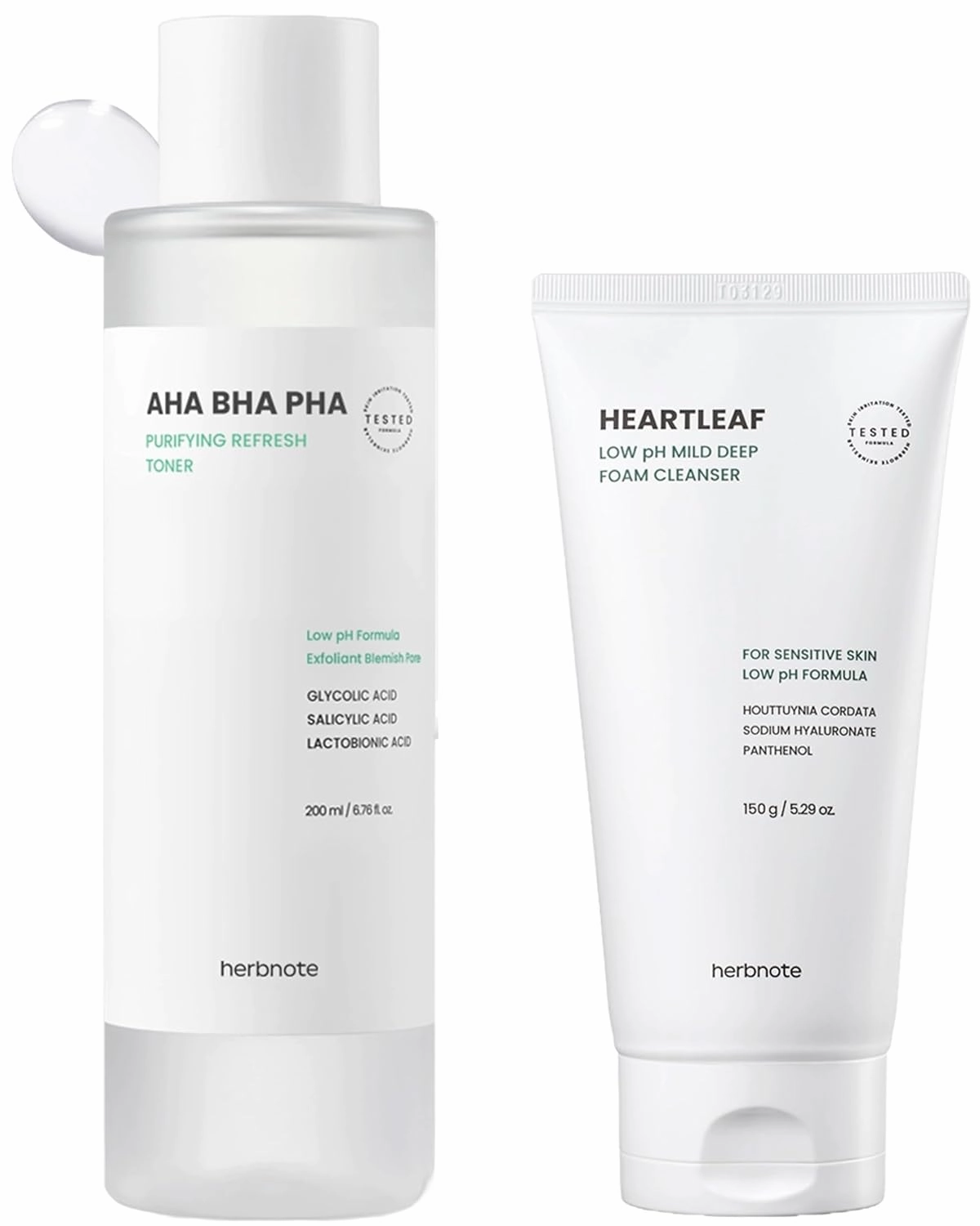 AHA BHA PHA Purifying Refresh Toner & Heartleaf Low pH Deep Foam Cleanser Bundle