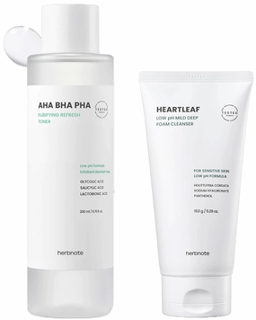 AHA BHA PHA Purifying Refresh Toner & Heartleaf Low pH Deep Foam Cleanser Bundle