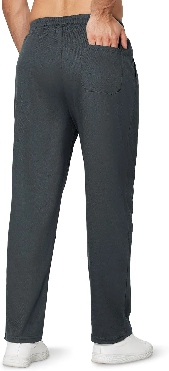 Alimens & Gentle Mens Sweatpants Casual Open Bottom Sweat Pants for Men Drawstring Workout Pants with Pockets