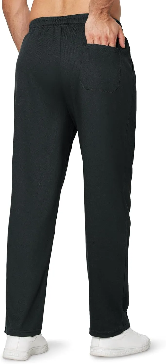 Alimens & Gentle Mens Sweatpants Casual Open Bottom Sweat Pants for Men Drawstring Workout Pants with Pockets
