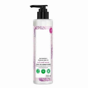 AMC Rice Water & Angelica Seed Oil Silicone-Free Curl & Waves Leave-In|| No Parabens|| No Dyes|| Angelica Essential Oil|| Floral, 200Ml, 1 Count