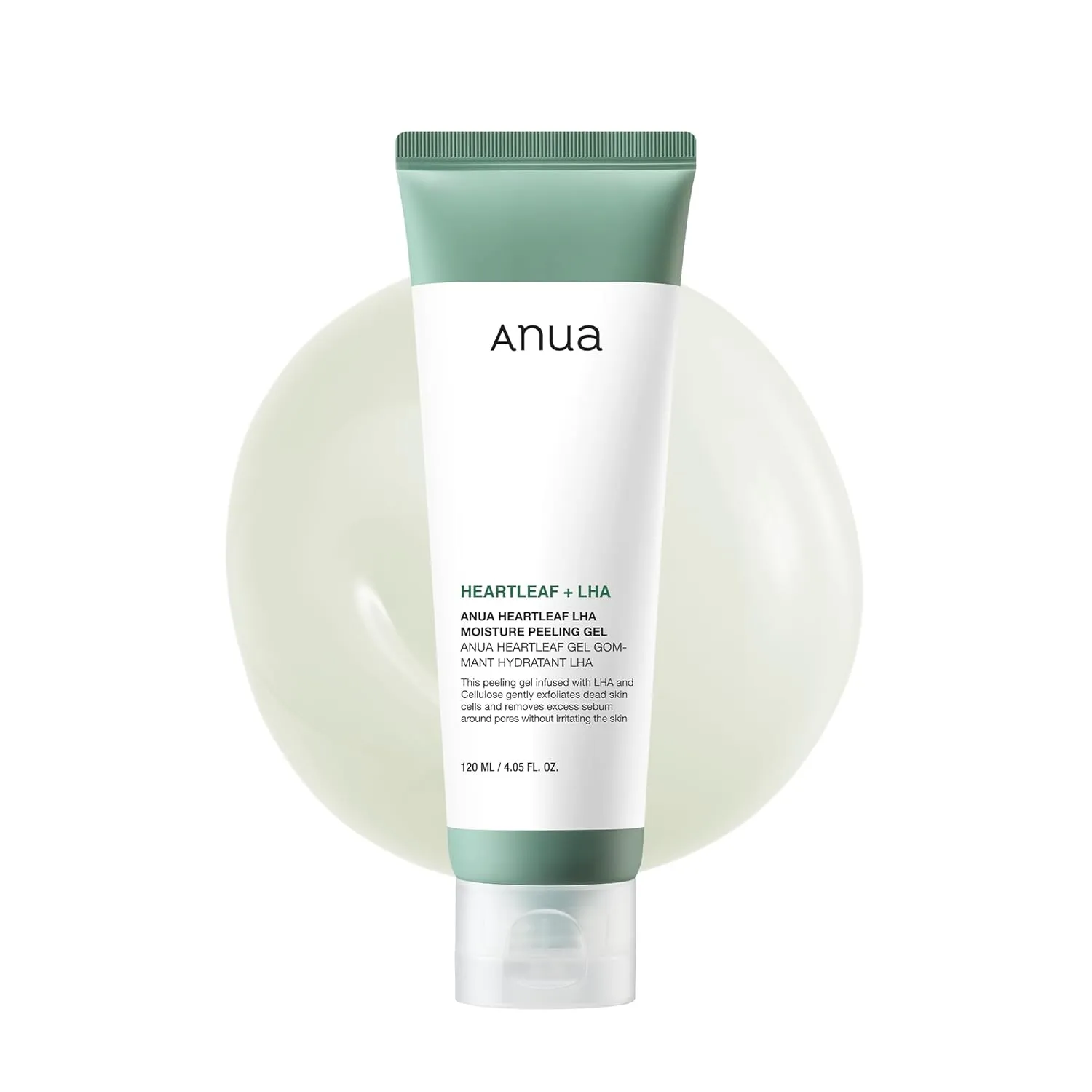 ANUA Heartleaf LHA Moisture Peeling Gel, Gentle Exfoliation, Hydrating Facial Peel, Pore Care, Dead Skin Removal, Natural Cellulose for Soothing, Vegan, Korean Skin Care (120ml/4.05 fl.oz.)