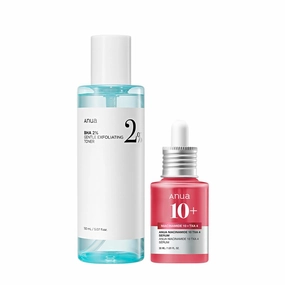 Anua 2% BHA   10% Niacinamide Skin Booster Duo - 10% Niacinamide   4% Tranexamic Acid Serum for Dull Skin, Gentle Exfoliating Toner, Salicylic Acid, for pore Control, Korean Skincare set