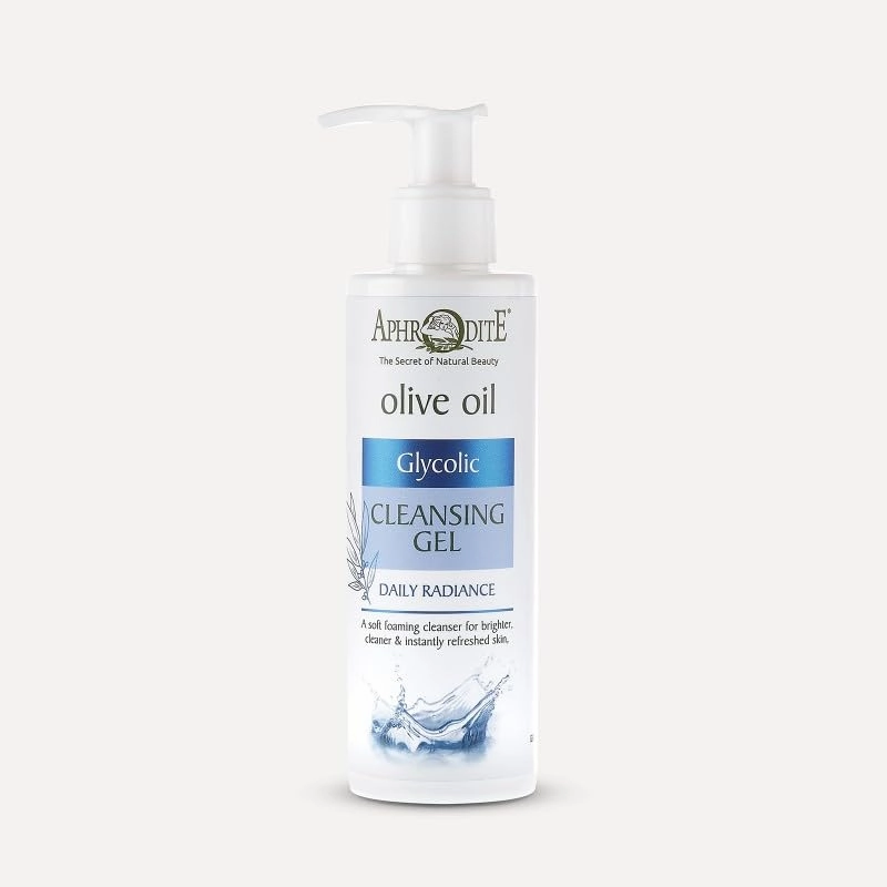 Aphrodite Olive Oil Glycolic Cleansing Gel, Daily Radiance Foaming Facial Cleanser