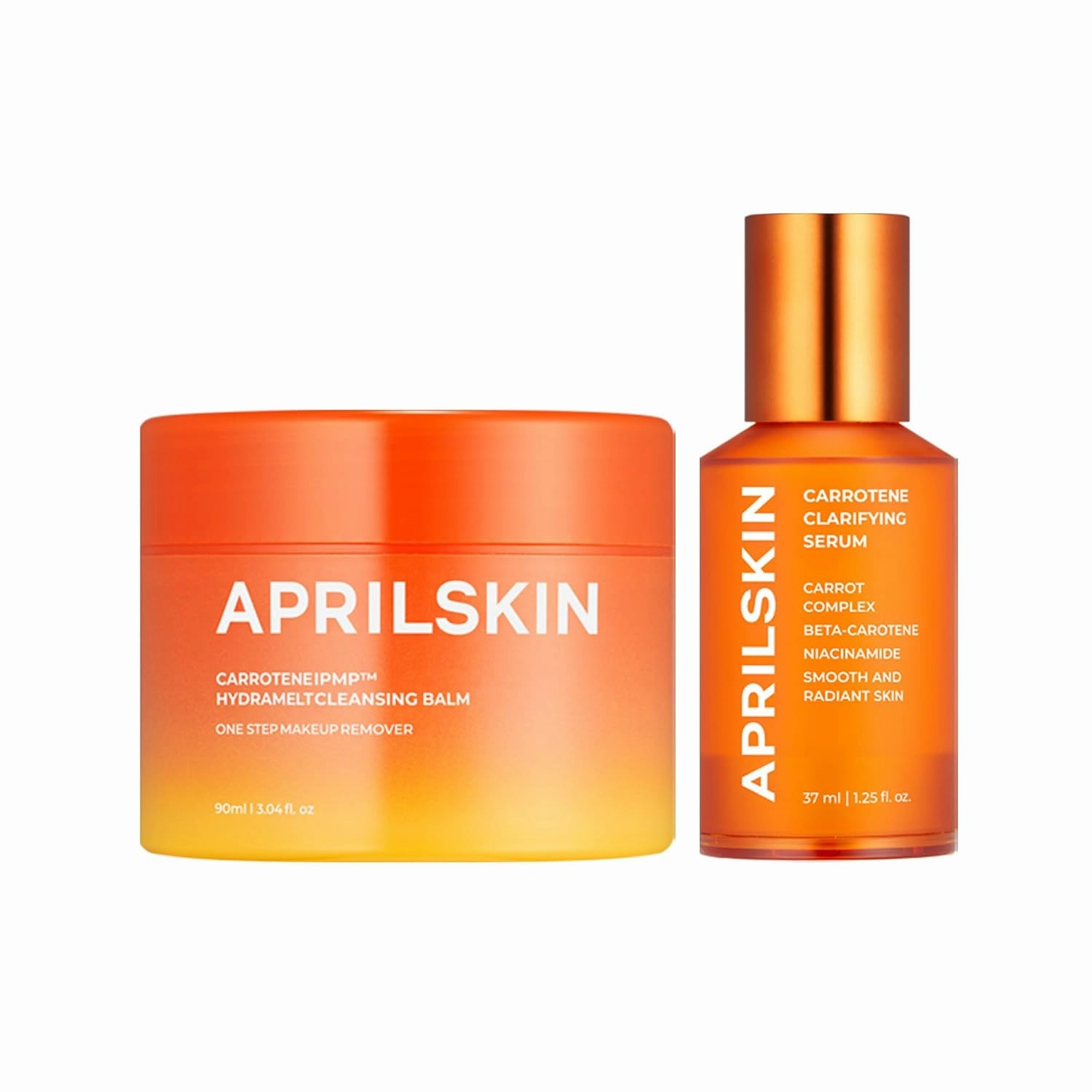APRILSKIN Daily Skincare Set for Troubled Skin: Carrotene IPMP™ Cleansing Balm and Carrotene Clarifying Serum