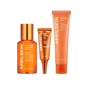 APRILSKIN Soothing and Hydrating Skincare Set: Carrotene Clarifying Facial Serum, Carrotene IPMP™ Clearing Solution & Carrotene Clarifying Cream