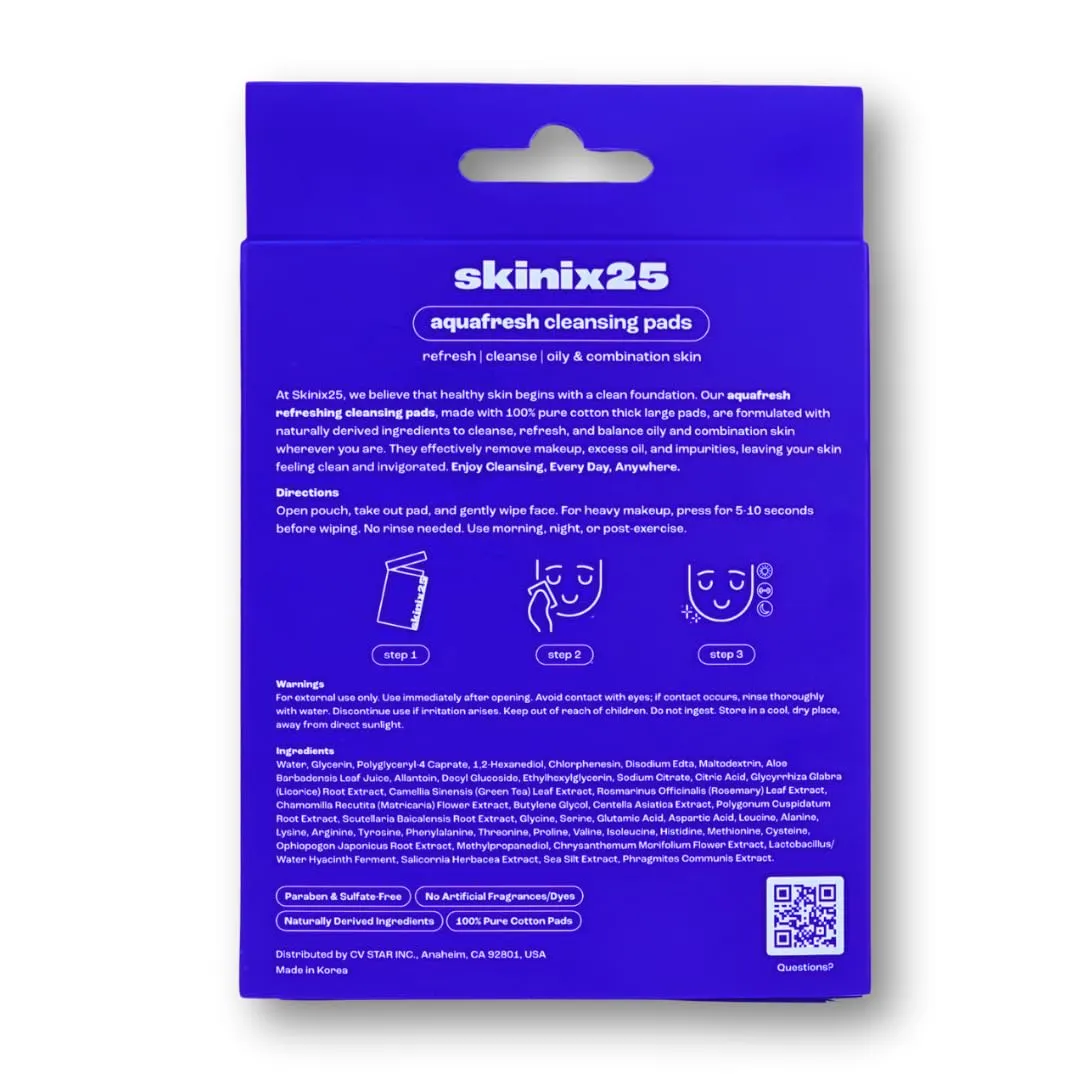 Aquafresh Refreshing Cleansing Pads | 20 individually wrapped ultra soft thick cotton pads for oily and combination skin, designed for oil control and purifying in 2 boxes