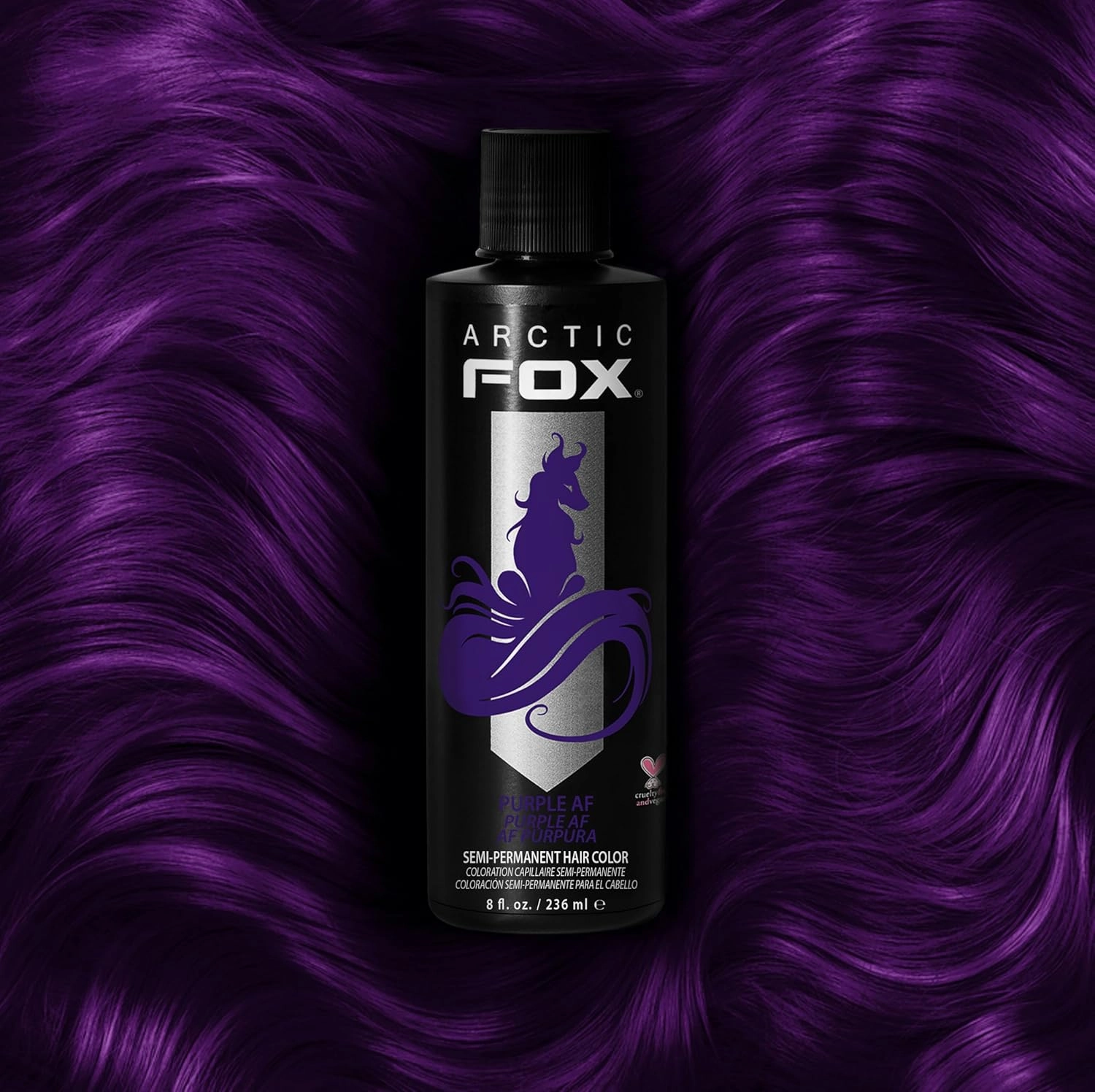 ARCTIC FOX Vegan and Cruelty-Free Semi-Permanent Hair Color Dye (8 Fl Oz, PURPLE AF)