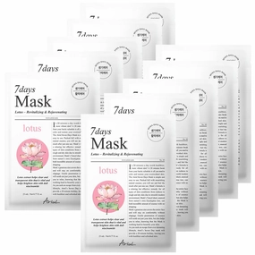 Ariul 7 Days Mask Heartleaf P – Calming & Moisturizing Korean Face Mask with Panthenol & Ceramide, Hydrating & Soothing, Pore Purifying, Vegan Sheet, 10 Masks, 23ml / 0.77 fl. oz Each (Lotus N)