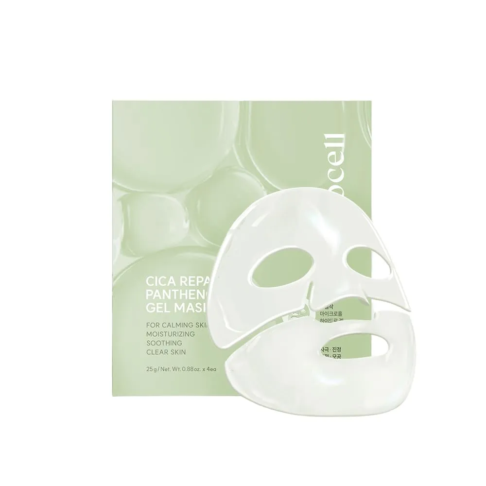 AROCELL Cica Repair Panthenol Gel Mask 4 Facial Sheets Calming Moisturizing Soothing Clear Skin Korean Skincare