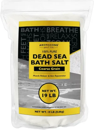 Aromasong Dead Sea Salt for Soaking - Coarse Grain Bath Salt Soak - 19 Lbs Bulk Resealable Pack - Leaves Your Skin Softer Then Epsom Salt