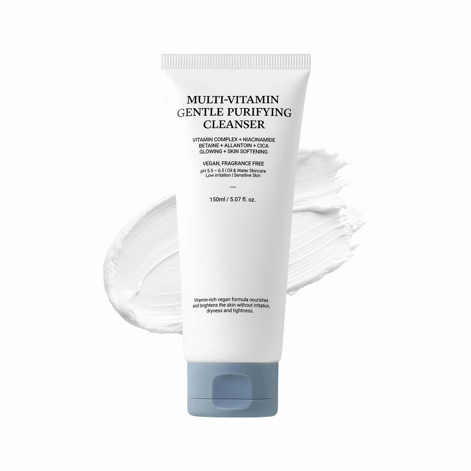 ASNO Muti-Vitamin Gentle Purifying Cleanser 150ml, Low pH for Sensitive Skin, Hydrating Vegan Facial Deep Cleansing with Fine Bubble, Centella Asiatica   Panthenol   Allantoin, Korean Skin Care