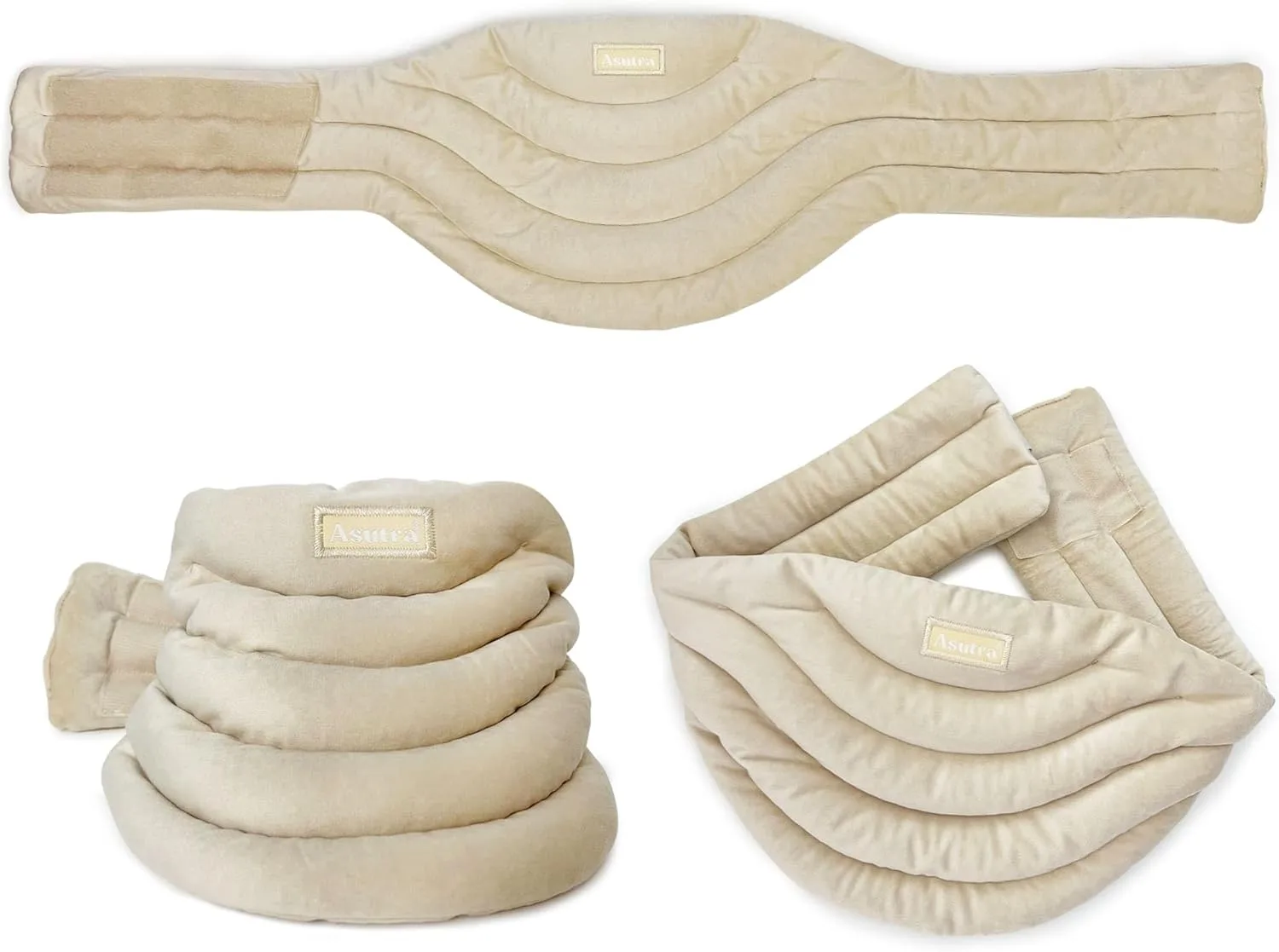 ASUTRA Weighted Neck Wrap, Champagne - Hands-Free Microwaveable Heating Pad for Neck and Shoulders, Hot and Cold Compress, Lavender Aromatherapy
