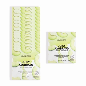 Avatara Juicy Avobravo Soothing Facial Mask 15 Sheets, Beauty and Skincare Sheet Masks, Avocado Extracts and Clean, Natural Ingredients for Moisturizing, Calming and Refreshing Irritated Skin,15 Pack