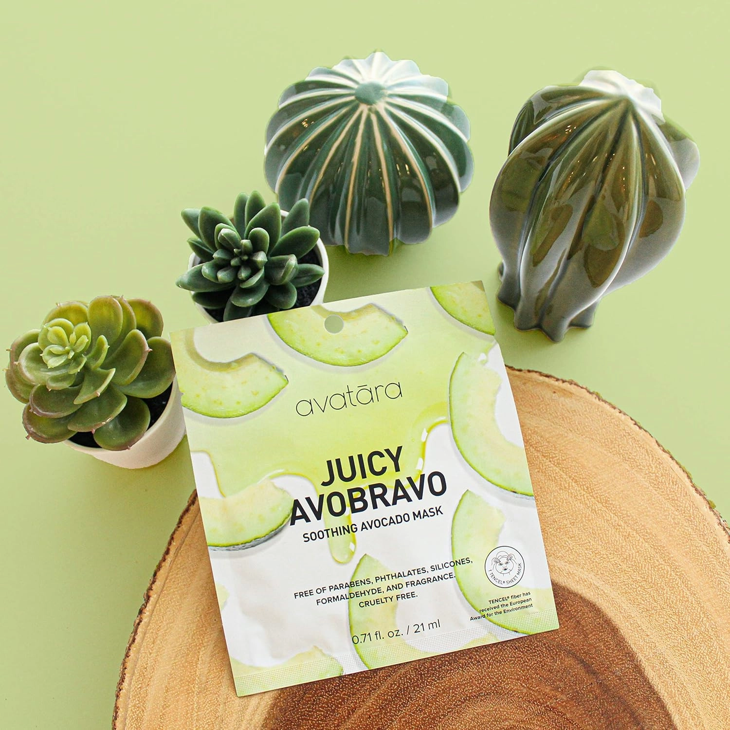 Avatara Juicy Avobravo Soothing Facial Mask 15 Sheets, Beauty and Skincare Sheet Masks, Avocado Extracts and Clean, Natural Ingredients for Moisturizing, Calming and Refreshing Irritated Skin,15 Pack