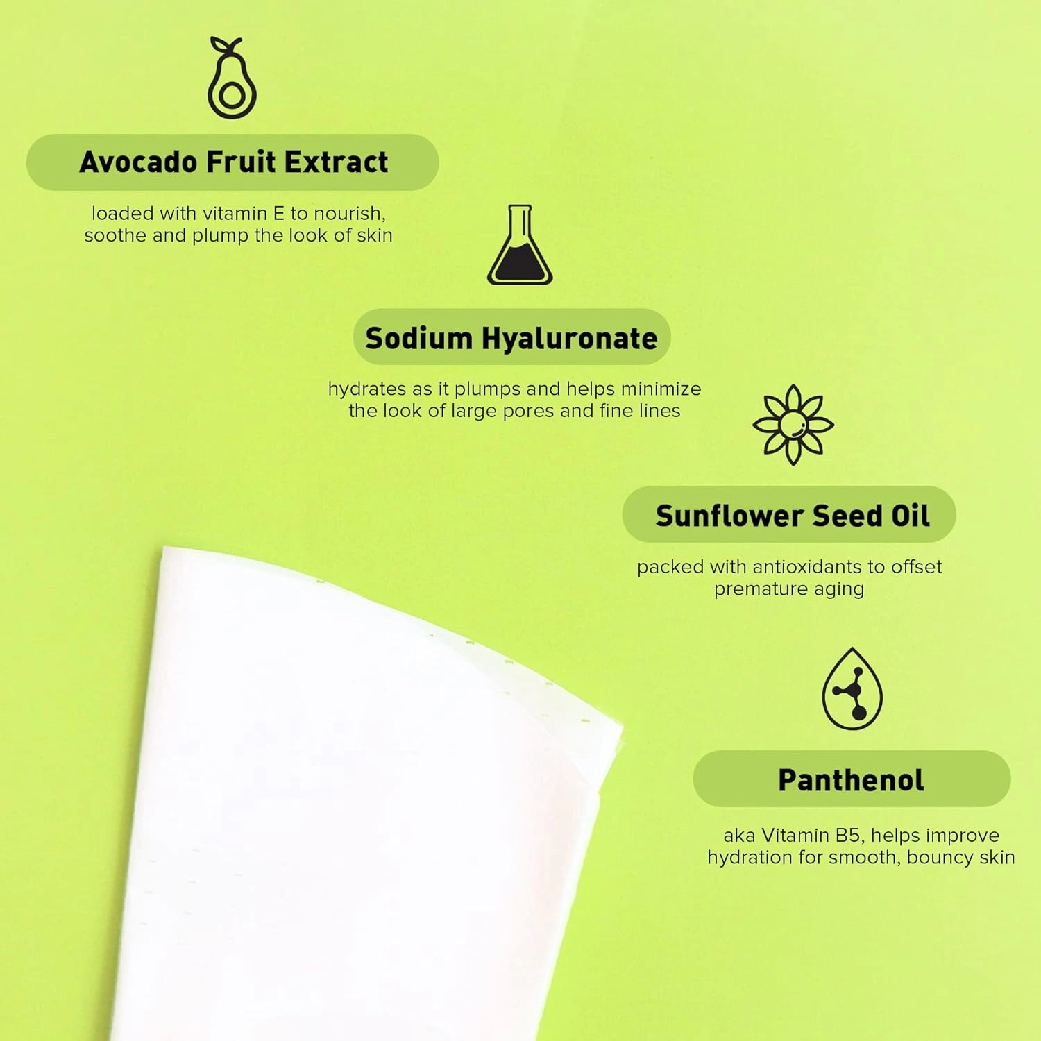 Avatara Juicy Avobravo Soothing Facial Mask 15 Sheets, Beauty and Skincare Sheet Masks, Avocado Extracts and Clean, Natural Ingredients for Moisturizing, Calming and Refreshing Irritated Skin,15 Pack